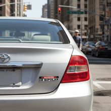 Load image into Gallery viewer, Sticker on silver sedan at traffic lights bipolar sticker