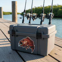 Load image into Gallery viewer, mangrove jack decal on a Tackle Box