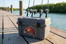 Load image into Gallery viewer, mangrove jack decal on a Tackle Box