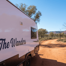 Load image into Gallery viewer, The Wanderers - white caravan navy decal