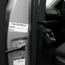 Load image into Gallery viewer, Tire rotation on door jamb