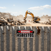 Load image into Gallery viewer, Warning Asbestos on corrugated fence