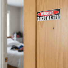 Load image into Gallery viewer, warning do not enter decal On bedroom door