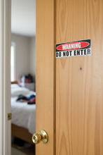 Load image into Gallery viewer, warning do not enter decal On bedroom door