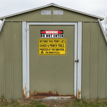 Load image into Gallery viewer, warning do not enter decal On garage/shed door