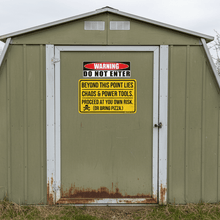 Load image into Gallery viewer, warning do not enter decal On garage/shed door