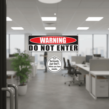 Load image into Gallery viewer, warning do not enter decal On office door glass