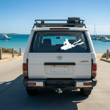 Load image into Gallery viewer, White Cod Fish Sticker on LandCruiser