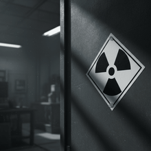 Load image into Gallery viewer, White Radioactive on Lab Door