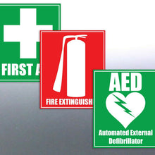 Load image into Gallery viewer, First aid fire extinguisher AED sticker 100x120mm
