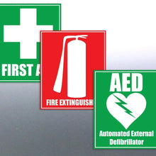 Load image into Gallery viewer, First aid fire extinguisher AED sticker 100x120mm