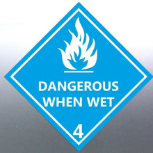 Load image into Gallery viewer, 150mm DANGEROUS WHEN WET 4 Decal Safety Material label