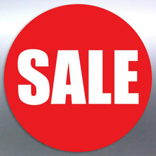 Load image into Gallery viewer, 100 SALE Stickers at 100 mm large vinyl cut red wi