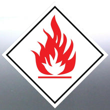 Load image into Gallery viewer, 100 at 220mm Flammable sticker Sign vinyl sticker