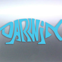 Load image into Gallery viewer, Darwin Fish vinyl cut sticker Australian made circle design