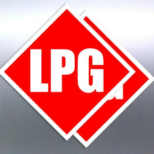 Load image into Gallery viewer, 2 30mm LPG red Class white Sign vinyl sticker number