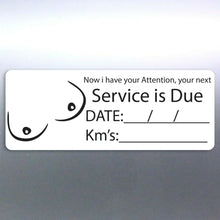 Load image into Gallery viewer, 16 booby Next Service due stickers 65x25mm your label