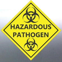 Load image into Gallery viewer, 150mm Hazardous Pathogen Decal Safety Material Yel