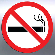 Load image into Gallery viewer, No Smoking Vinyl cut Sticker 50mm round warning re