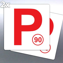 Load image into Gallery viewer, 2 x Red P plate 90 Quality Magnets 150 mm Australi