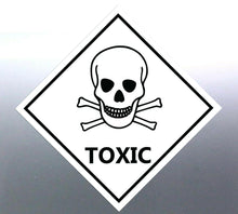 Load image into Gallery viewer, 220 mm Toxic Sticker white vinyl HAZMAT Hazardous
