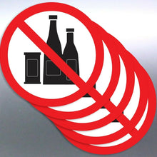 Load image into Gallery viewer, 5x No drinking Vinyl Sticker 100mm round warning r