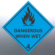 Load image into Gallery viewer, 100 at 22cm DANGEROUS WHEN WET 4 Decal Safety Mate