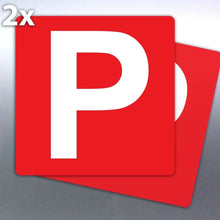 Load image into Gallery viewer, 2 x Red P plate 7 yr vinyl stickers 150 mm Australia decal