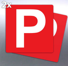 Load image into Gallery viewer, 2 x Red P plate 7 yr vinyl stickers 150 mm Australia decal