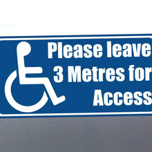 Load image into Gallery viewer, Disabled parking sticker 3 metres 105 x 210 mm car