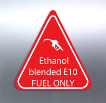 Load image into Gallery viewer, 10 of Ethanol-blended 91 fuel ONLY sticker red an