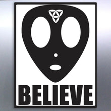 Load image into Gallery viewer, Alien Head Believe Vinyl Sticker 130 × 100 mm aus