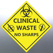 Load image into Gallery viewer, 150mm Clinical waste no sharps Decal Safety Sticke