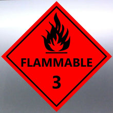 Load image into Gallery viewer, 220 mm Flammable Class 3 safety sign vinyl sticker