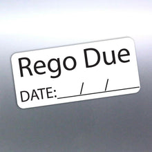 Load image into Gallery viewer, 1 stickers Rego due date 40x18mm oil filter change