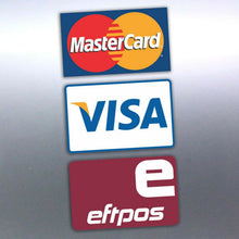 Load image into Gallery viewer, Eftpos available stickers 150x90mm mastercard visa