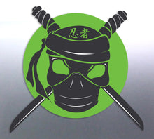 Load image into Gallery viewer, Green Ninja decal sun Japan Skull Swords import Tu