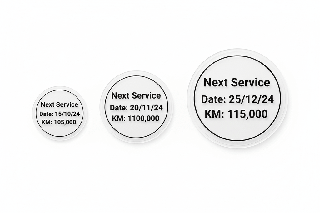 Best Size for Service Due Stickers (What Workshops Should Actually Use) - Stick-Dat