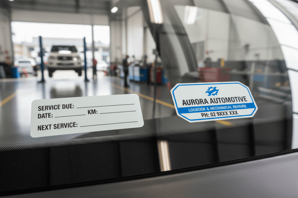 Custom vs Generic Service Due Stickers – What Do Workshops Actually Prefer? (Australia Guide) - Stick-Dat