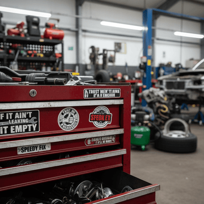 10 Funny Mechanic Stickers Every Workshop Needs