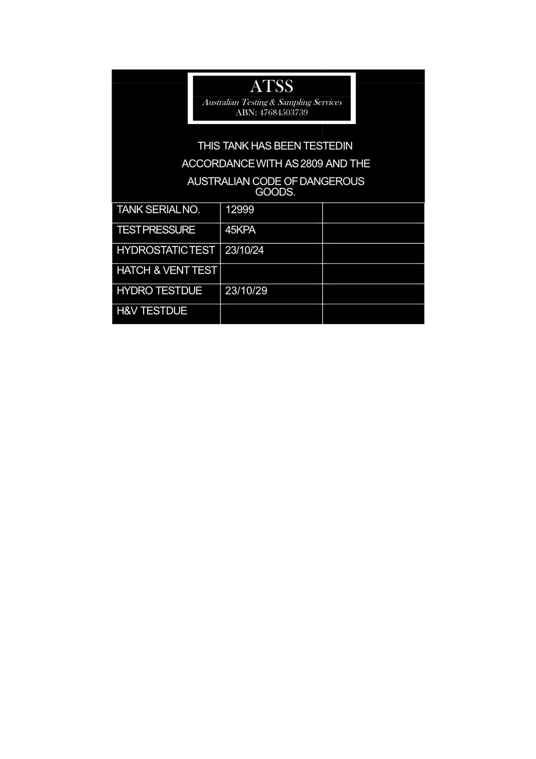 Road Tanker Compliance Sticker - 100x100mm for Industrial Safety