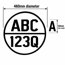 Load image into Gallery viewer, 460mm diameter and 150mm letter height size-guide mockup
