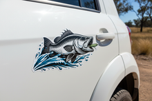 Load image into Gallery viewer, 4WD Door Lifestyle barra stickers. Barramundi style fishing sticker
