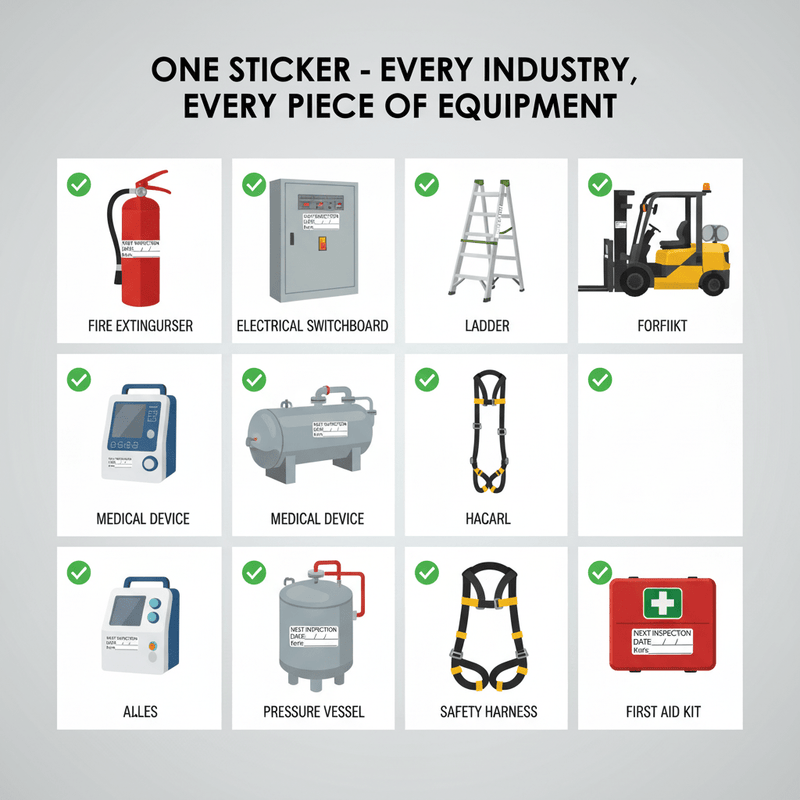 8-panel multi-industry infographic one sticker every industry