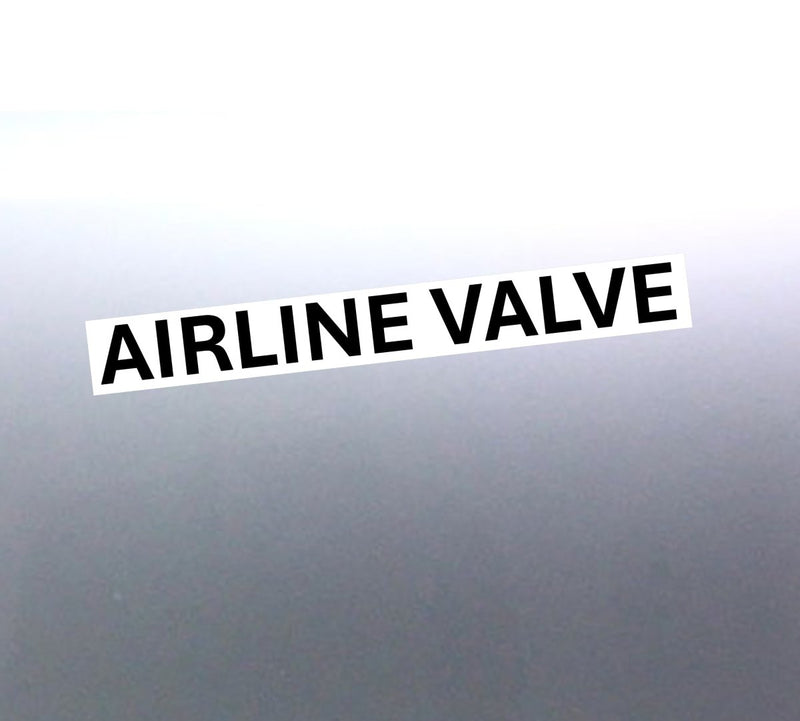 A bold vinyl decal with the text 'Airline Valve' in black font on a white background.