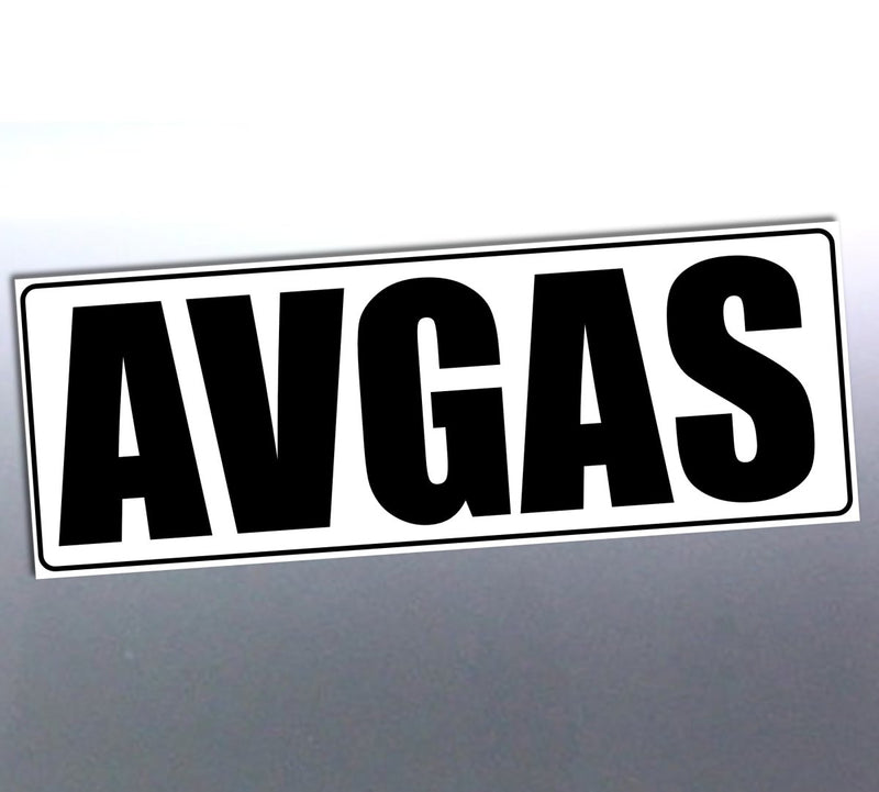 AVGAS label on a reflective surface