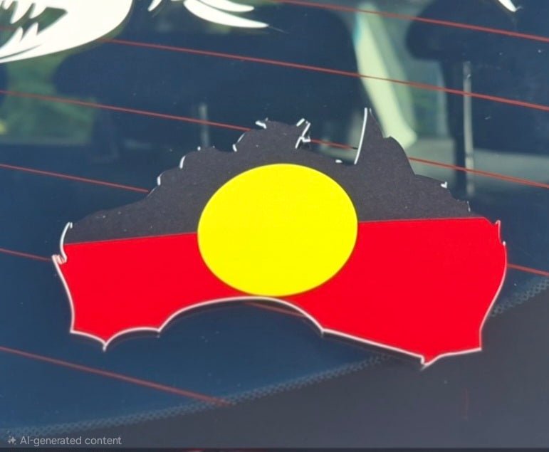  Aboriginal flag design on a car window