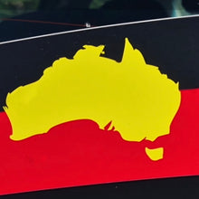 Load image into Gallery viewer, Flag of Australia with a yellow map of Australia on a red and black background
