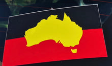 Load image into Gallery viewer, Flag of Australia with a yellow map of Australia on a red and black background

