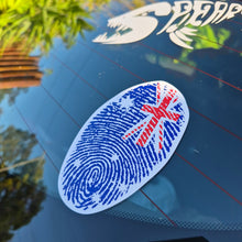 Load image into Gallery viewer, Fingerprint design with a Union Jack on a car window  Australian flag
